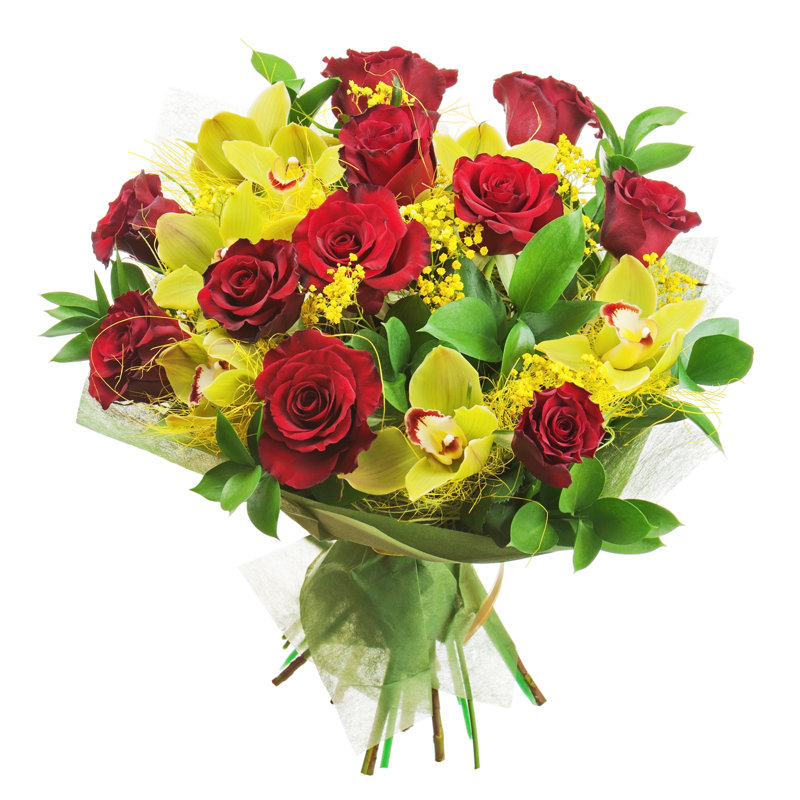 Bouquet Of Roses And Orchids by Rodrusoleg - Wrapped Canvas Print, 30cm H x 30cm W