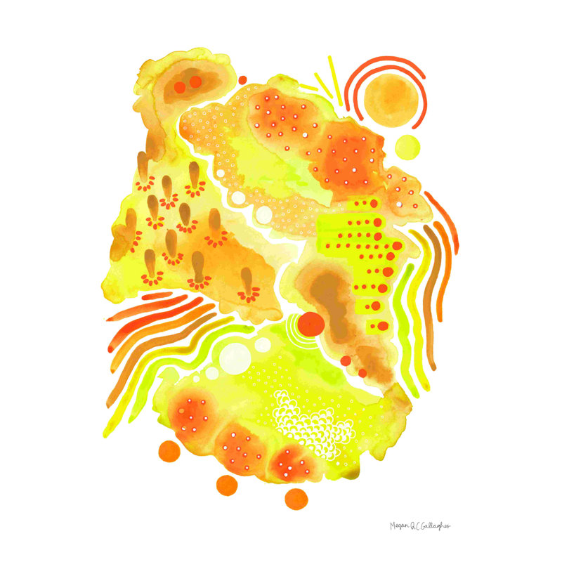 «Organic IV» par Megan Gallagher - reproduction, H 12 po x l 8 po, Non, Toile avec cadre flottant or