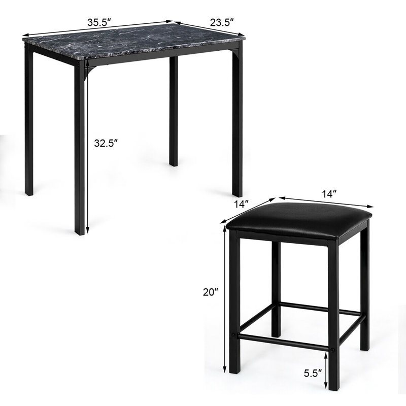 Flexington Four Leg Dining Set, Black