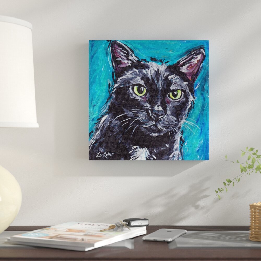 Cat on Books 1 by Cathy Walters - Wrapped Canvas Print Winston Porter Size: 10 H x 10 W x 1.5 D