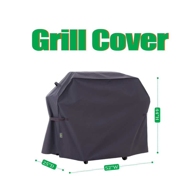 Premium Waterproof Outdoor Patio Grill Cover: Latest Rip-Stop Fabric, 3-Year Warranty, Gray, 44" H x 52" W x 25" D
