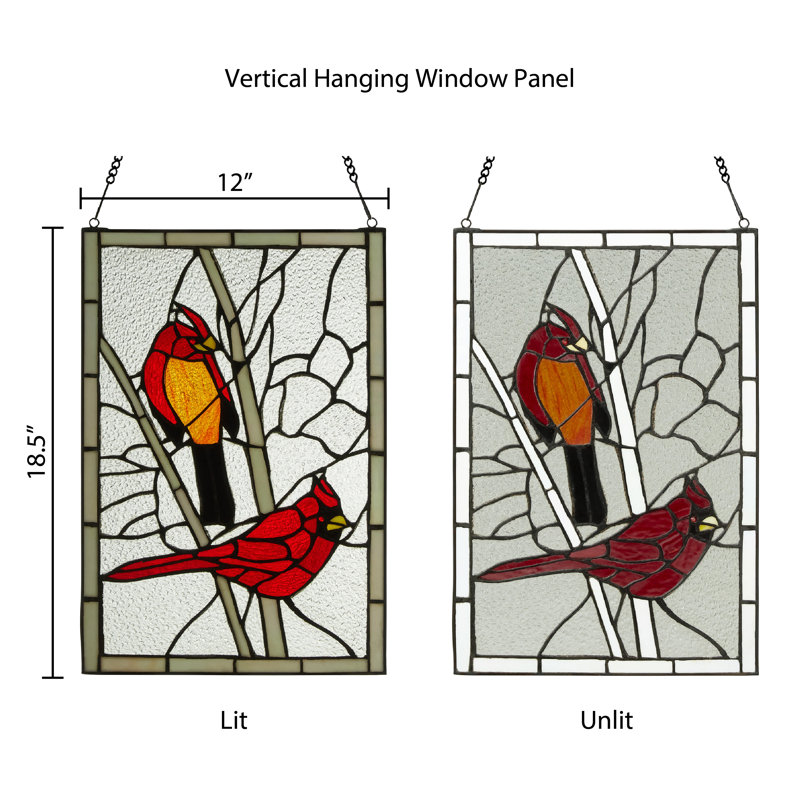 18.5"H Northern Cardinal Stained Glass Window Panel
