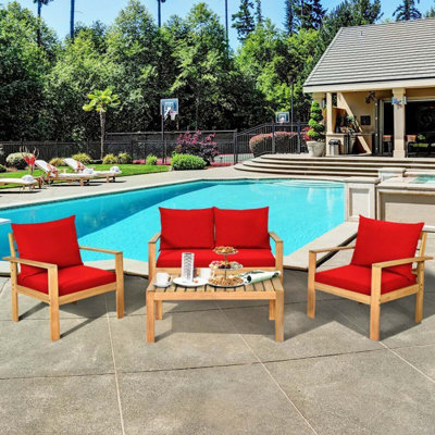 Antonion Acacia 4 - Person Patio Conversation Set with Cushions