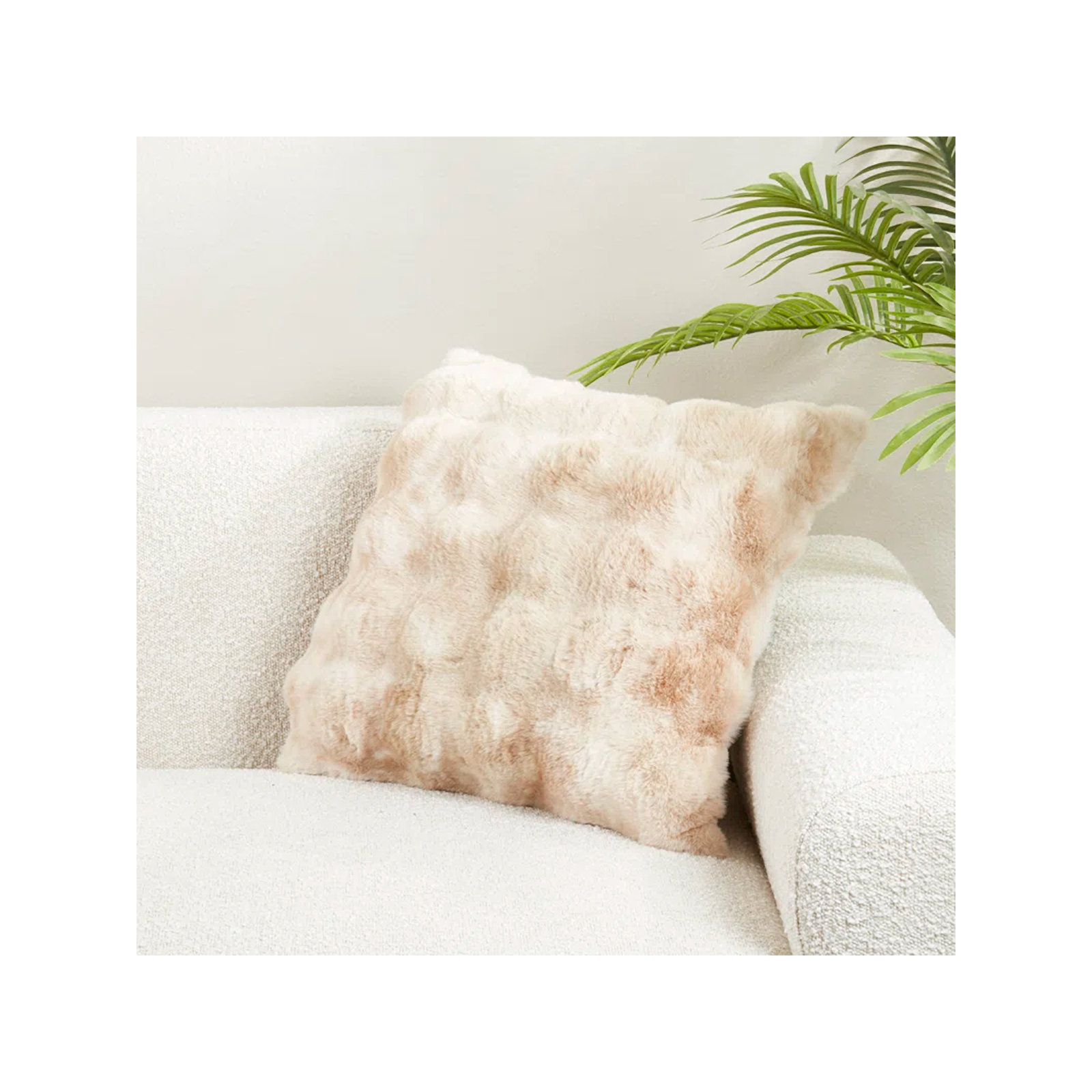 Cozy Bubble Faux Fur Pillow Cover, No Insert, Natural, Square 20"