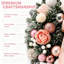 Couronne de Noël rose 24 po avec 20 lumières DEL, ruban rose pour porte d'entrée, manteau de cheminée et décoration murale 24 po