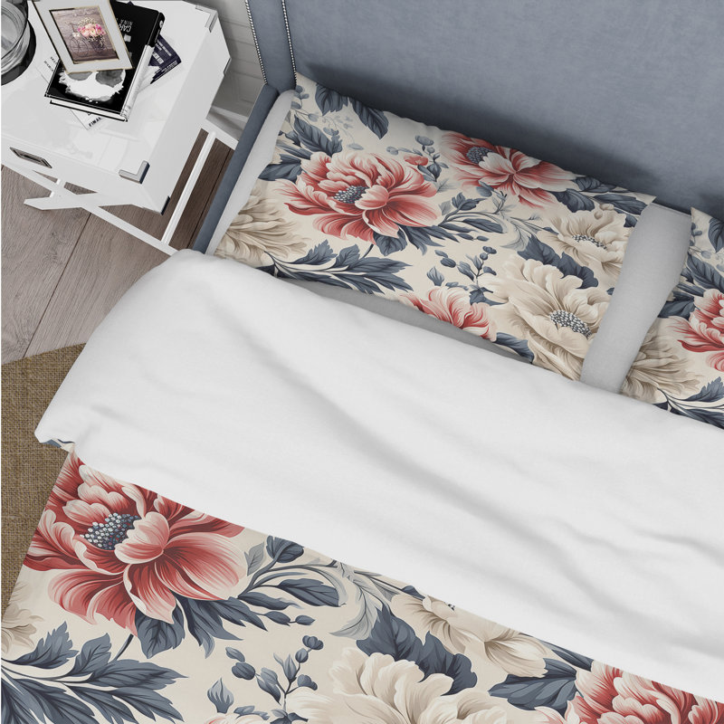 Ensemble de housse de couette Vintage Farmhouse Damask - Floral, Housse de couette pour grand lit et 2 taies décor