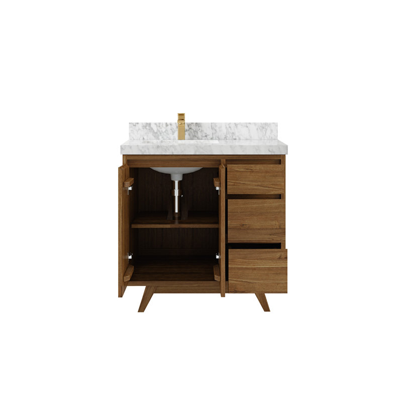 Ensemble de meuble-lavabo simple 36 po Kristynn, Marbre de Carrare