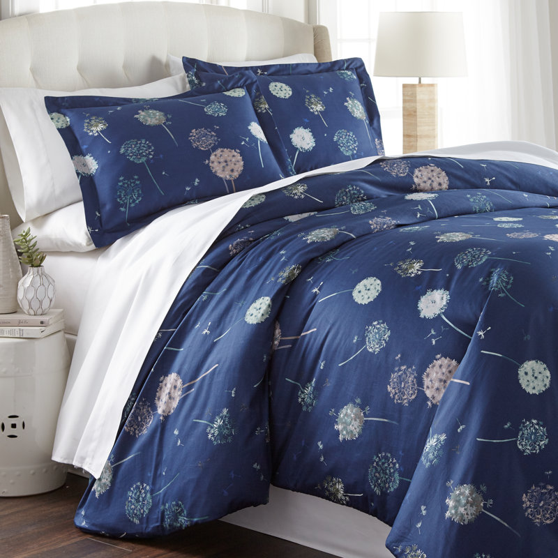 Ensemble de housse de couette à motif de pissenlit 100% coton Southshore Fine Linens, bleu