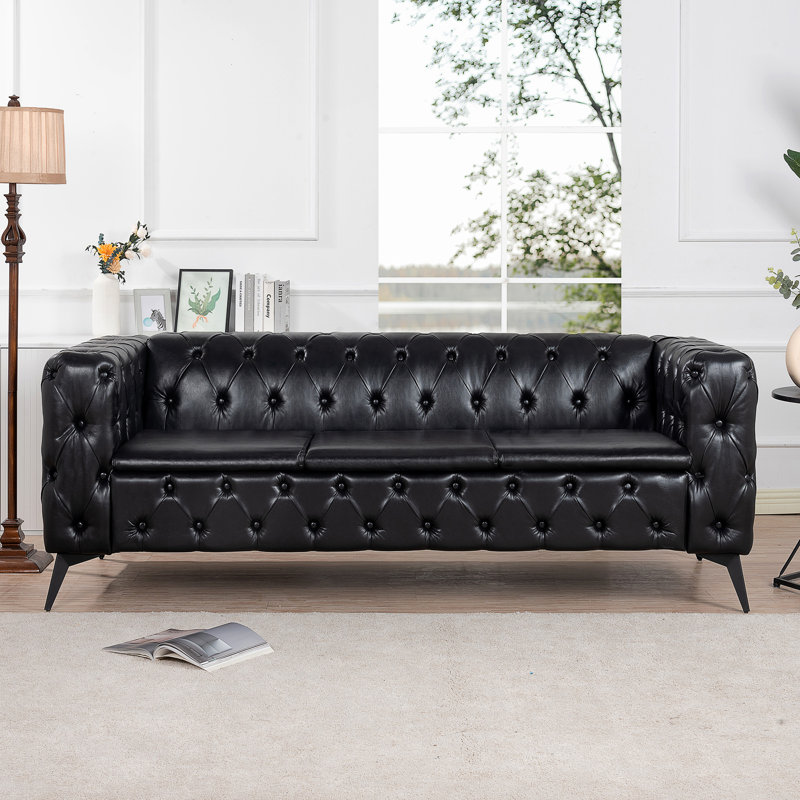 Canapé 3 places à coussin carré amovible de 84,06 po de largeur