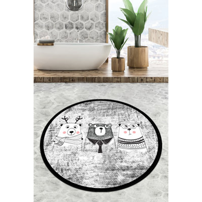 Antibacterial Non-Slip Bathmat, 100% Polyester, 47.2 inches Diameter | 10 mm Pile Height, 700 g/m² | Machine Washable at 86°F | Ideal for Home & Bathroom Safety, Soft & Stylish Design