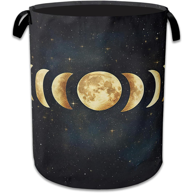 Panier à linge Lunar Phases, panier à linge pliable en tissu Oxford avec poignées, sac fourre-tout, seau de rangement pour vêtements / salle de bain / chambre à coucher / dortoirs