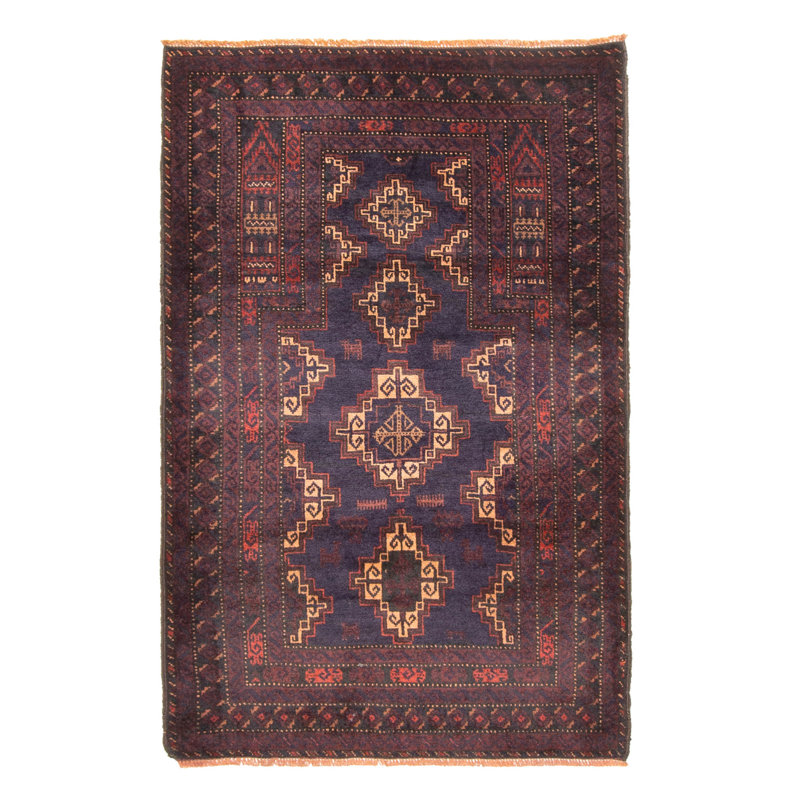 Tapis bleu marine Teimani 3 pi 1 po x 4 pi 10 po