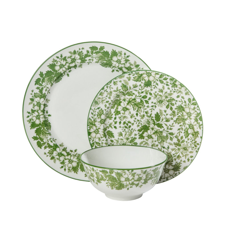 Martha Stewart Plates and Bowls Set, 12 Piece Dinnerware Set for 4, Green