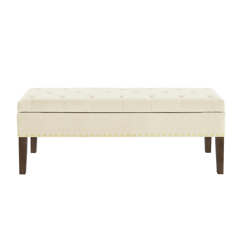 Tufted Bench with Storage, Cream