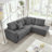 L Shaped Corduroy Sofa with Reversible Chaise Lounge-1078886982