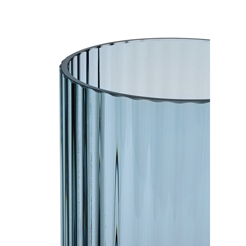 Handmade Glass Table Vase, 8.1" H x 4.3" W x 4.3" D, Midnight Blue