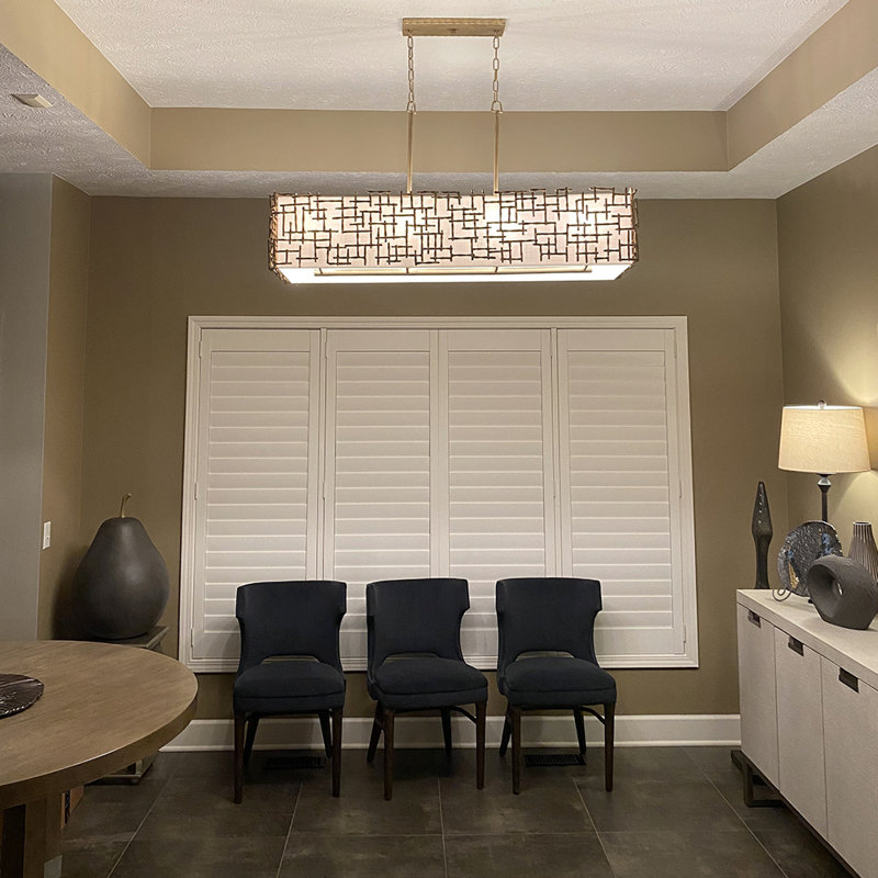 Farrah 8-Light White Linen Linen Chandelier w/ Hammered Crosshatch Bars, Silver