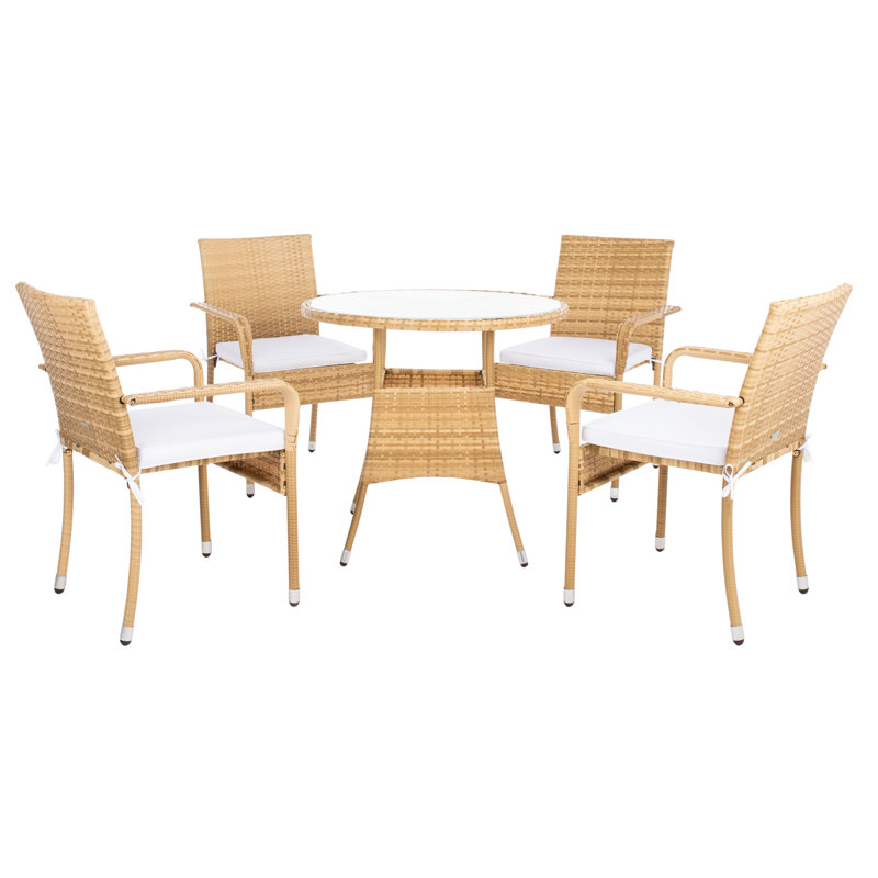 Laina 4 - Person Patio Dining Set with Round Table, Natural