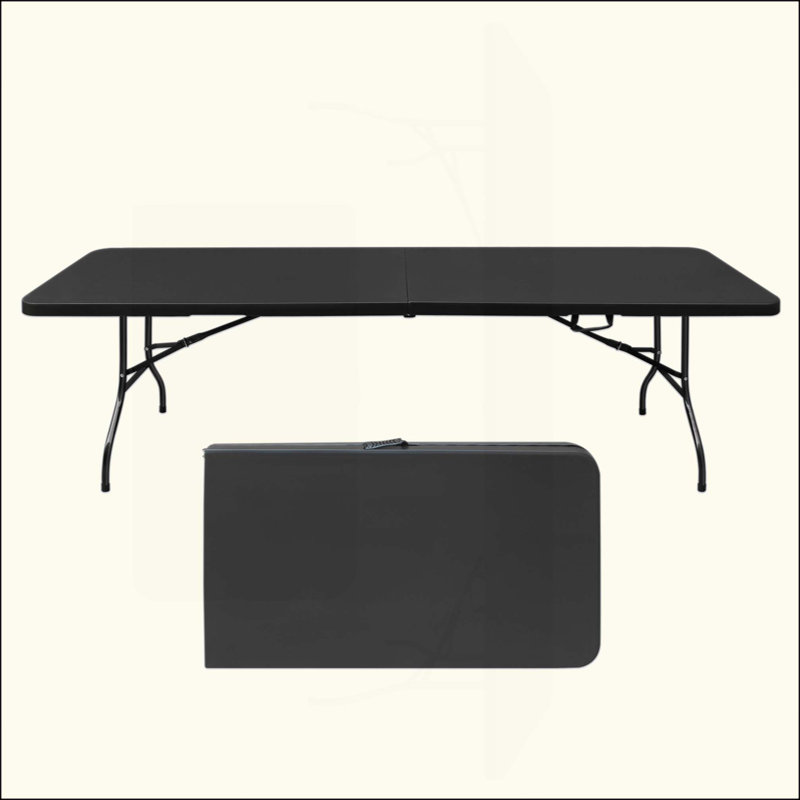Table pliante de 8 pi, table en plastique portative pour le camping, pique-niques, fêtes, table pliable à charge élevée