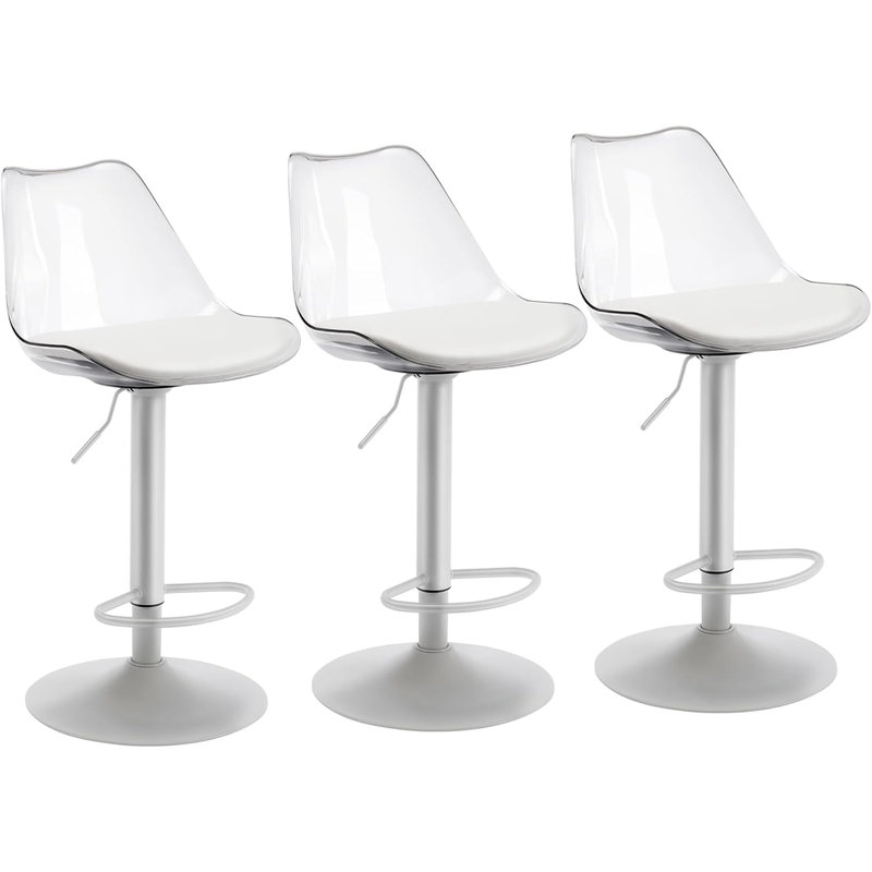 Swivel Upholstered Adjustable Height Counter Stool, White