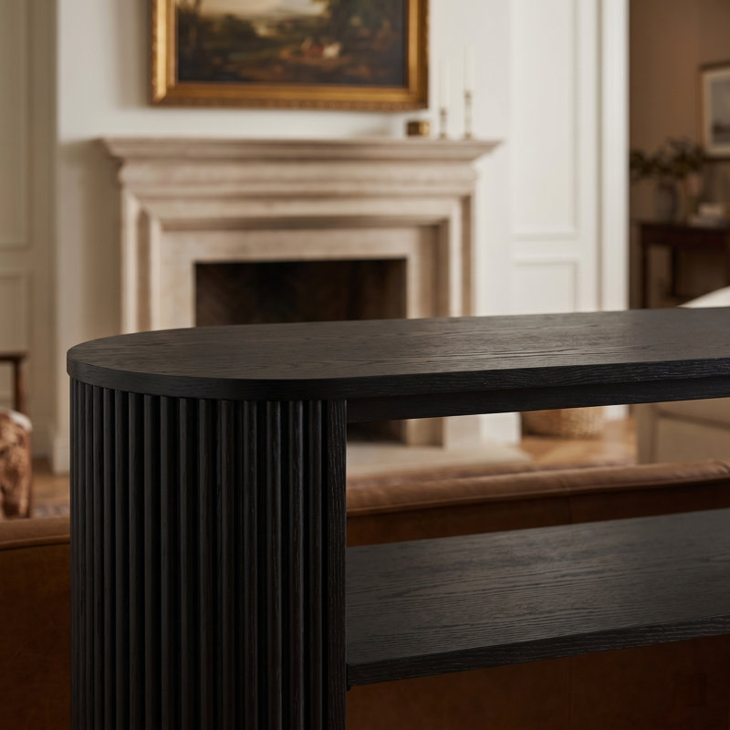 Console rustique ovale avec pieds cannelés, Black