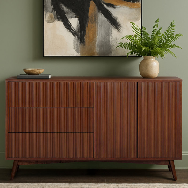 140cm Solid Wood Sideboard, Walnut