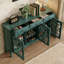 Banc de rangement bleu en bois manufacturé
