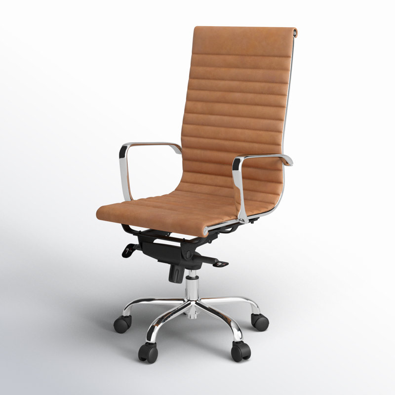 Studio Swivel Office Chair, Tan Faux Leather