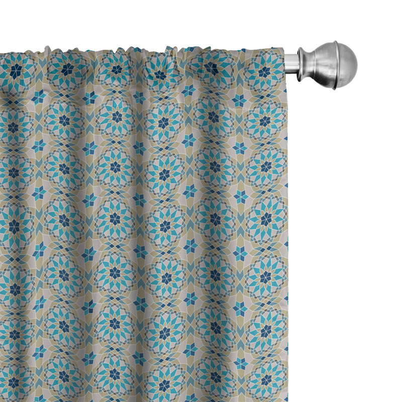 Oriental Semi-Sheer Rod Pocket Curtain Panels, 28" x 95"