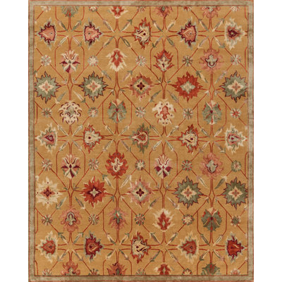 Palmettes Floral Area Rug in Gold/Red/Blue