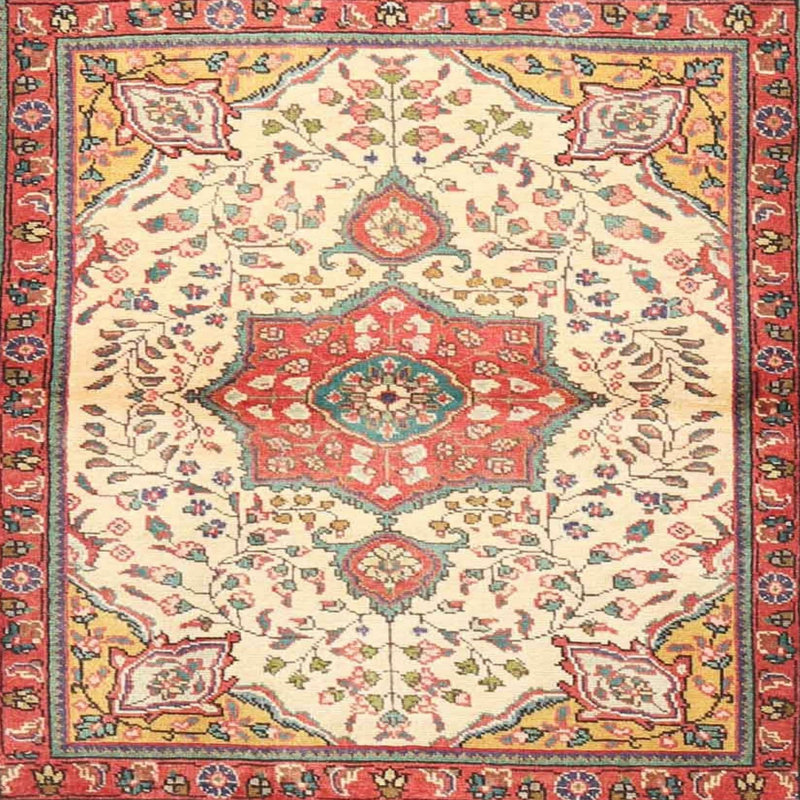 Wool Oriental Indoor Rug, Square 7'