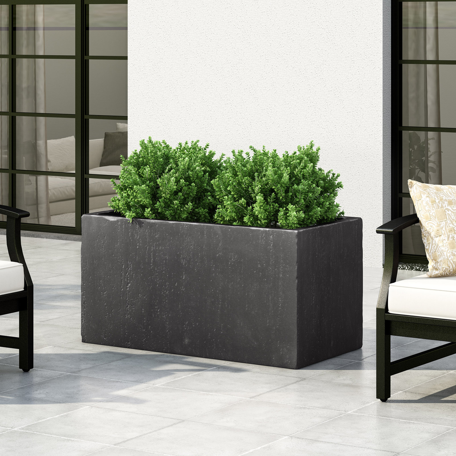 Pot Planter, Black, 18" H x 35.25" W x 18" D, 1