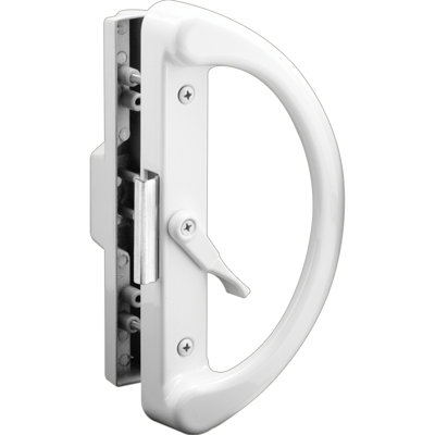 Non-Keyed Sliding Glass Door Handle Set – Replace Old or Damaged Door Handles Quickly and Easily – White Diecast, Clamp Style, Surface Mount, Fits 4-15/16 in. Hole Spacing (Single Pack)
