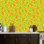 Papier peint adhésif peler et coller en PVC, revêtement mural auto-adhésif amovible avec imprimé damier orange fleur vert olive, imperméable pour la décoration intérieure - Rouleau