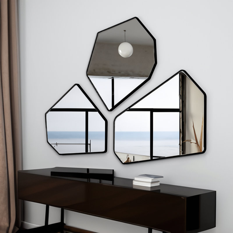 Miroir en bois manufacturé, Noir