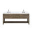 Ensemble de meuble-lavabo double avec plateau en marbre de Carrare et robinet