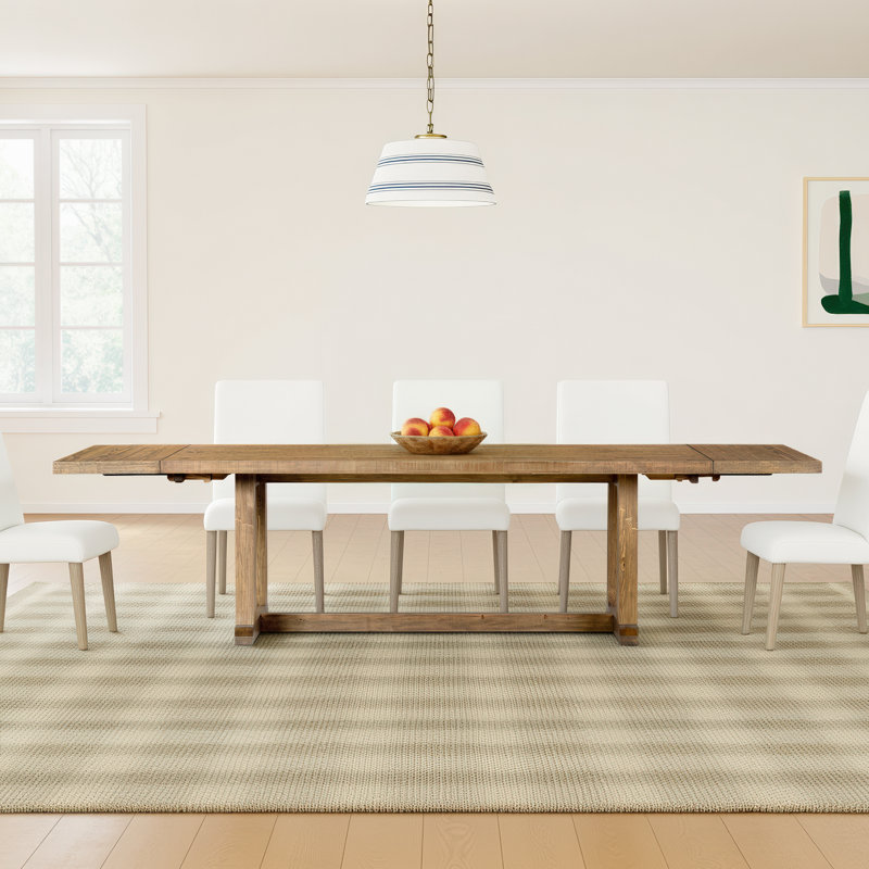 Daila Extendable Pine Solid Wood Dining Table, Honey Pine/Waxed Pine