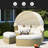 Patio Furniture Round Outdoor Sectional Sofa Set Rattan Daybed Two-Tone Weave Sunbed With Retractable Canopy, Separate Seating And Removable Cushion-1941196746-1941196744