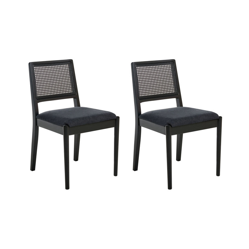 48cm H Fabric Upholstered Full Back Side Chair, Black, Black