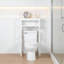Tablette de rangement Derby au-dessus de la toilette, organisateur de salle de bain autoportant avec tablettes ouvertes, économiseur d'espace pour les articles de toilette et les serviettes, finition blanche