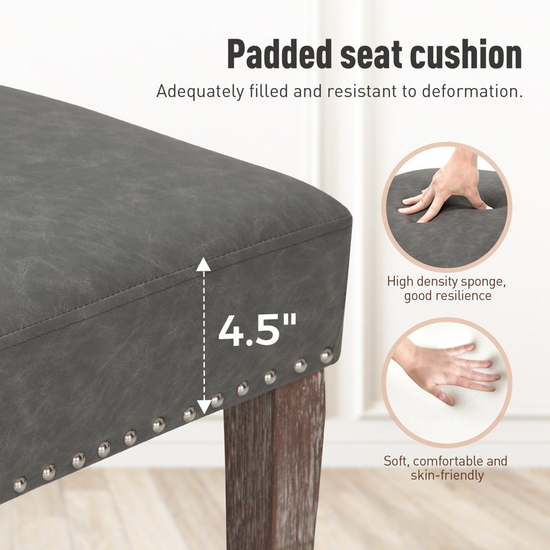 Dinning Chairs In Mordern Life With Leather Upholstered, Gray, 4