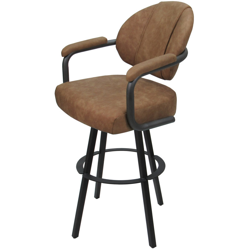 Tabouret de comptoir pivotant en métal Lavenia - base Warren, Vinyle brun / cadre gris