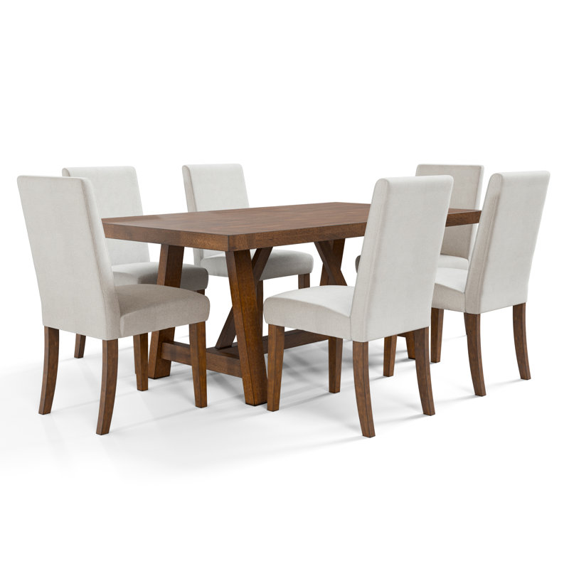 Cleland Dining Table Set, 7 Pieces: Table, 6 Chairs