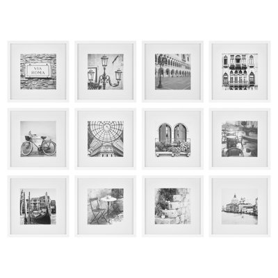 Gallery Perfect 12" x 12" Photo Gallery Wall Matted Picture Frame Set