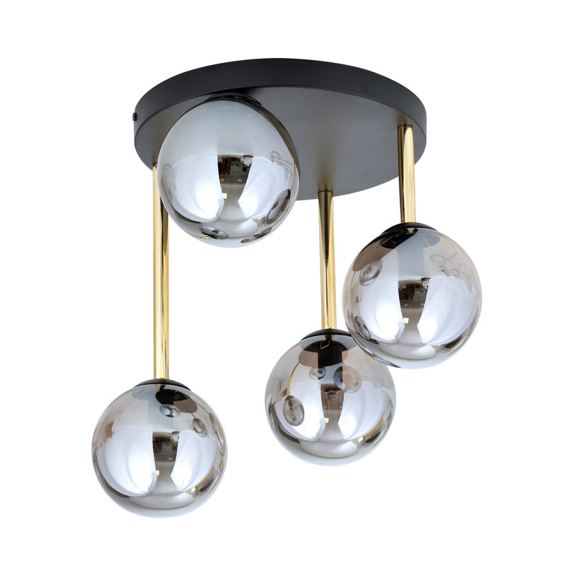 Wlikerson 4 - Light Geometric Chandelier, Black, Grey