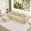 Canapé modulaire en L à 3 places avec passepoil à bordure française, sans assemblage requis, canapé 3 places avec coussins décoratifs et 1 repose-pieds mobile, tissu de velours