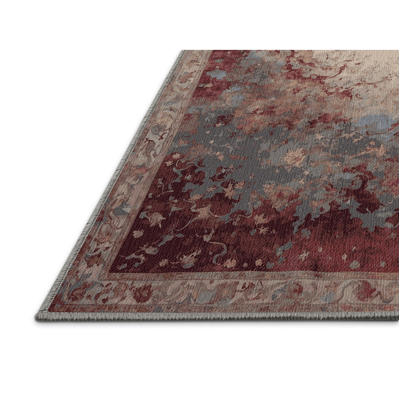 Machine Washable Gray Area Rug, Rectangle 4' x 6'