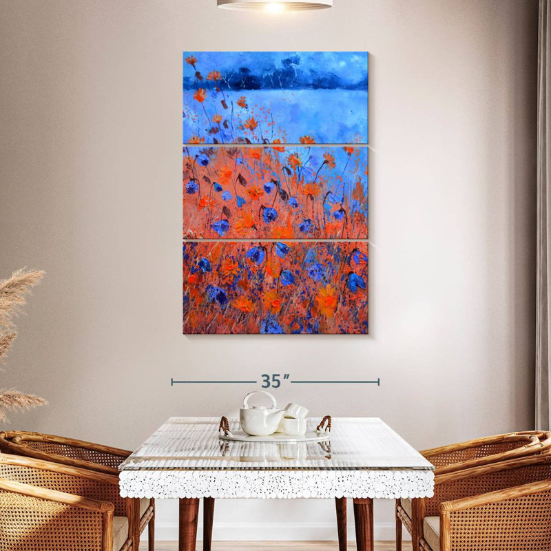 Avery Orange And Blue Poppies Bloom, 50" H x 32" W