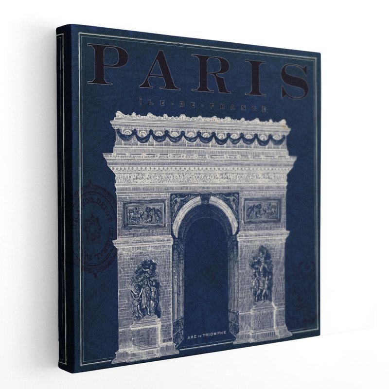 «Blueprint Arc de Triomphe», reproduction d'art sur toile, H 12 po x l 12 po