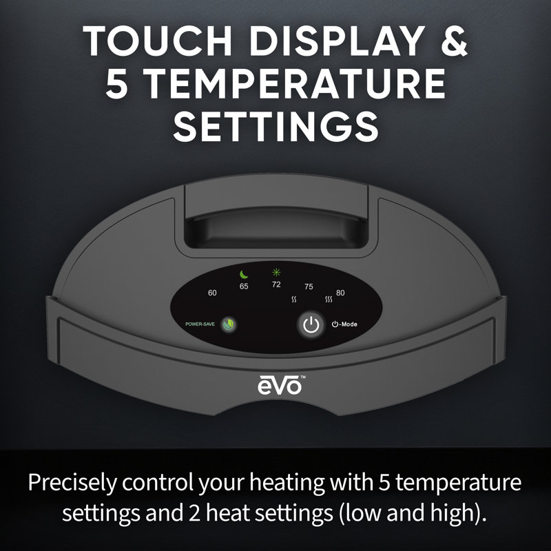 Evo 1500 Watt 12000 BTU Electric Compact Space Heater with Adjustable Thermostat and with Digital Display